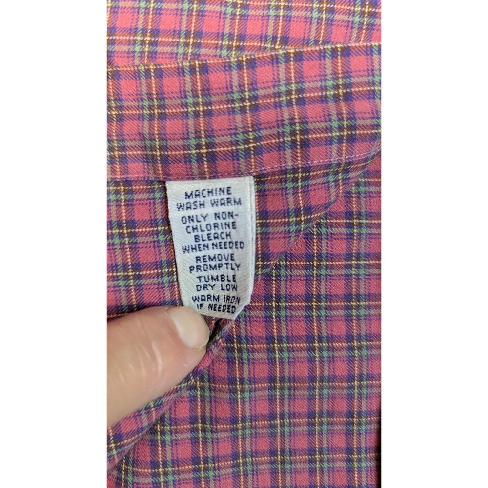Polo Ralph Lauren Stanton Custom Fit Button Front Shirt Mens XL Pink Plaid Cotto